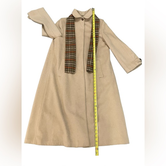 Nina Hazan Women's Wool Trench Coat Tan Button Closure - Picture 9 of 15